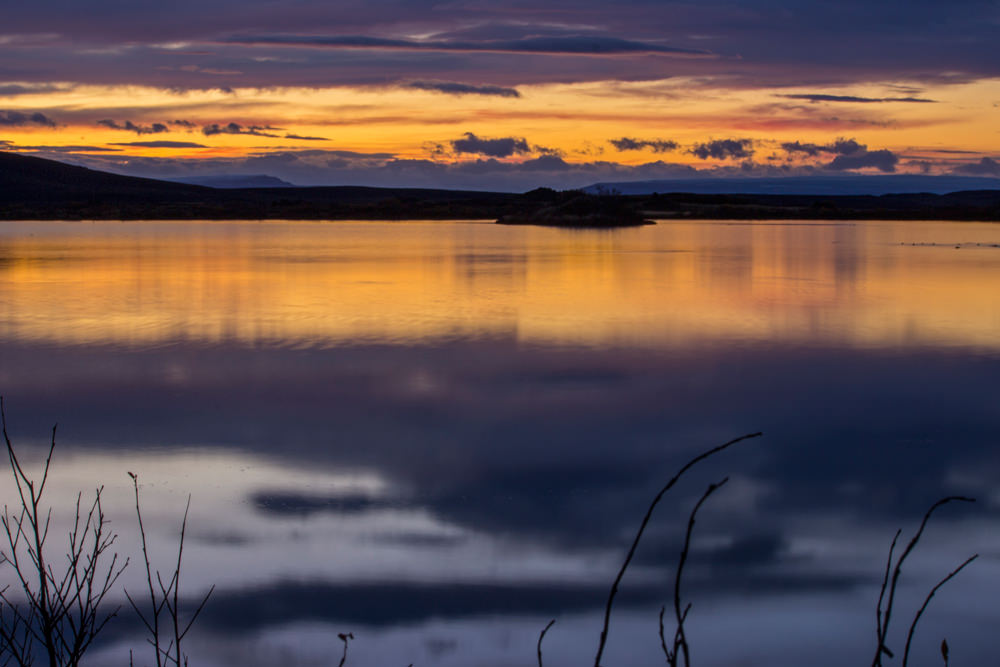 Sonnenuntergang, Mývatn, Island